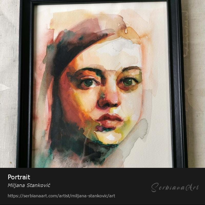 Portrait, Watercolor/Paper, Miljana Stanković
