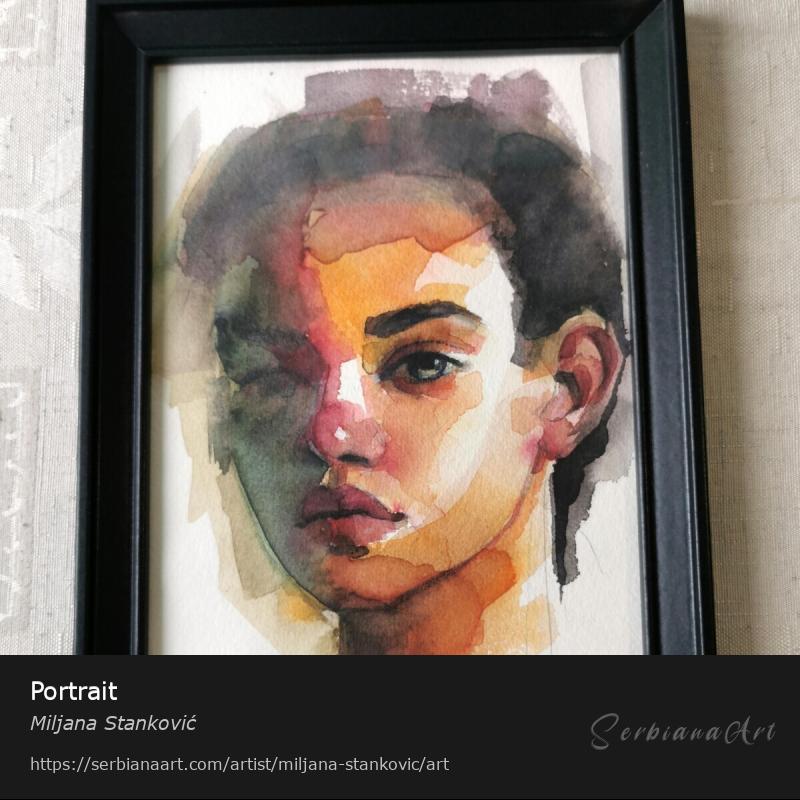 Portrait, Watercolor/Paper, Miljana Stanković