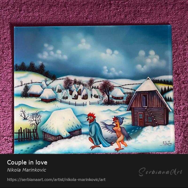 Couple in love, Oil/Glass, Nikola Marinkovic