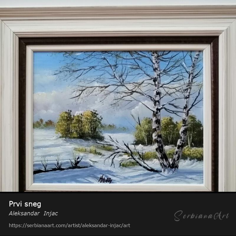 Prvi sneg, Oil/Canvas, Aleksandar  Injac