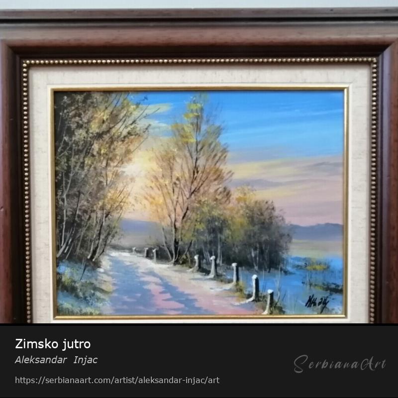 Zimsko jutro, Oil/Canvas, Aleksandar  Injac