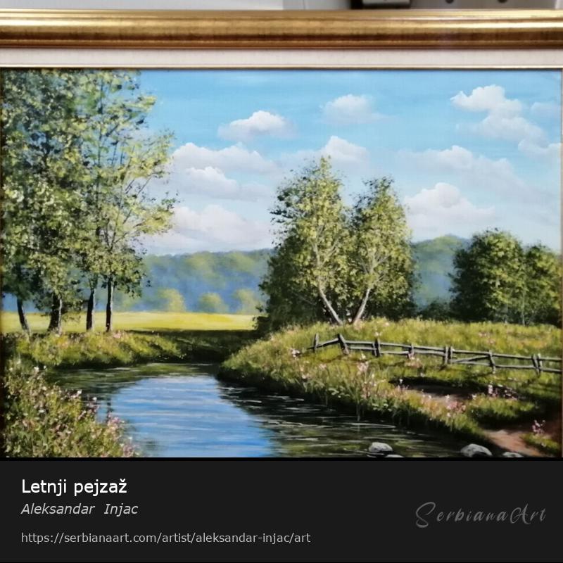 Letnji pejzaž, Oil/Canvas, Aleksandar  Injac