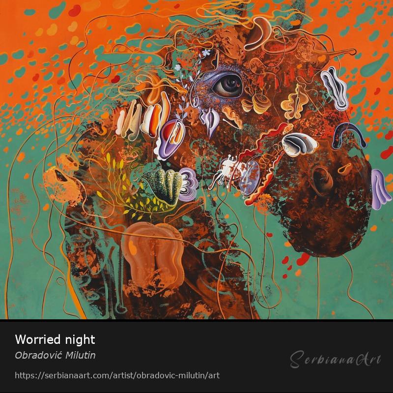 Worried night, Oil/Canvas, Obradović Milutin
