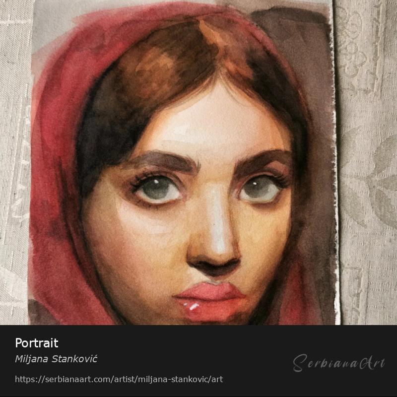 Portrait, Watercolor/Paper, Miljana Stanković