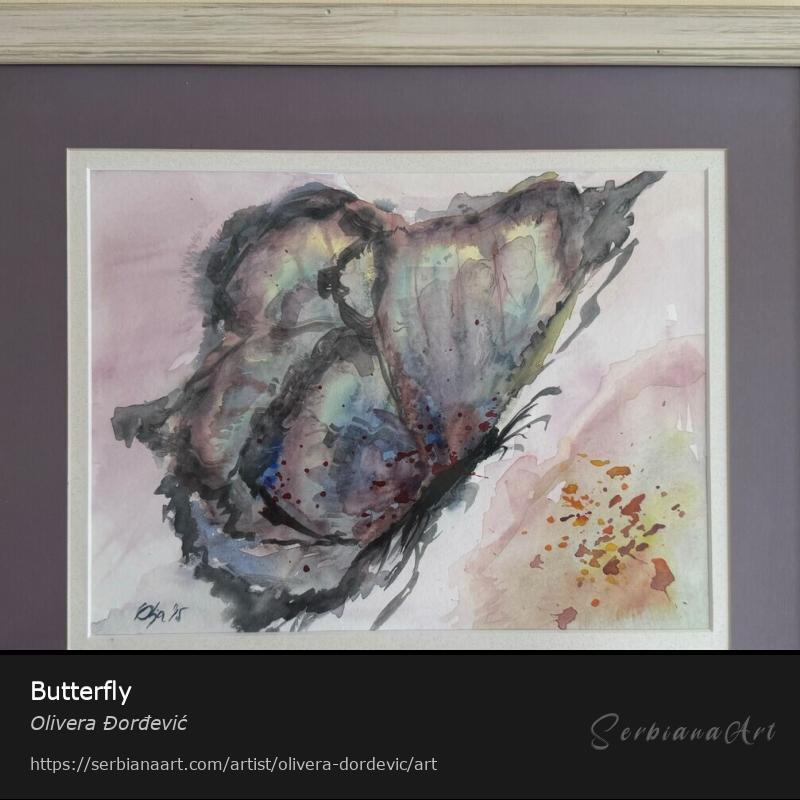 Butterfly, Watercolor/Paper, Olivera Đorđević