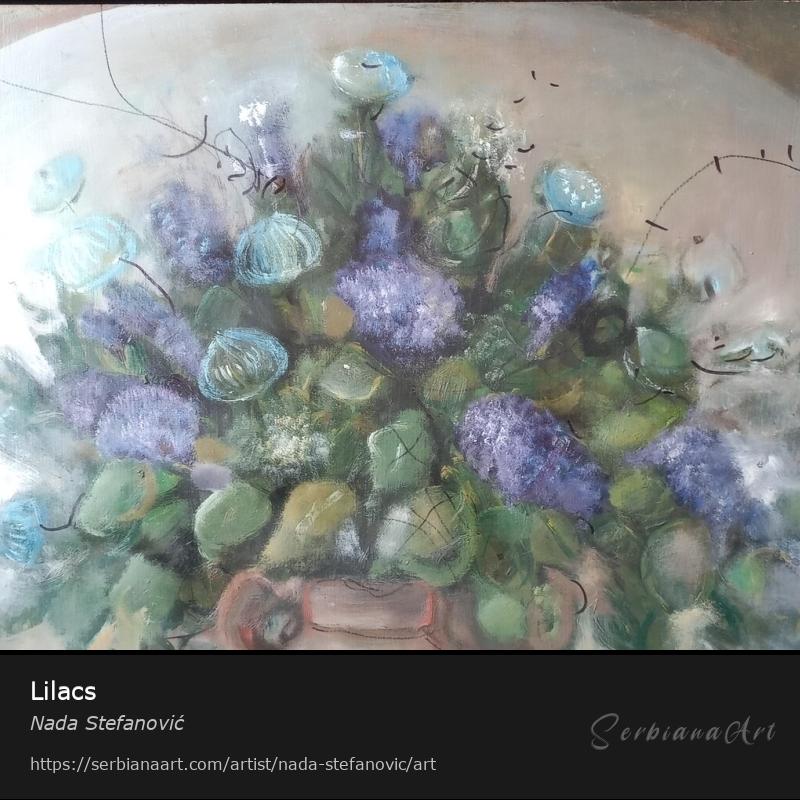 Lilacs, Oil/Hardboard, Nada Stefanović