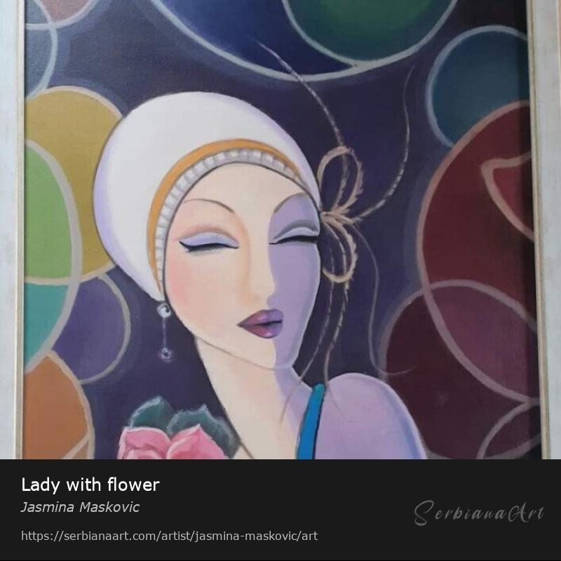 Lady with flower, Acrylic/Canvas, Jasmina Maskovic
