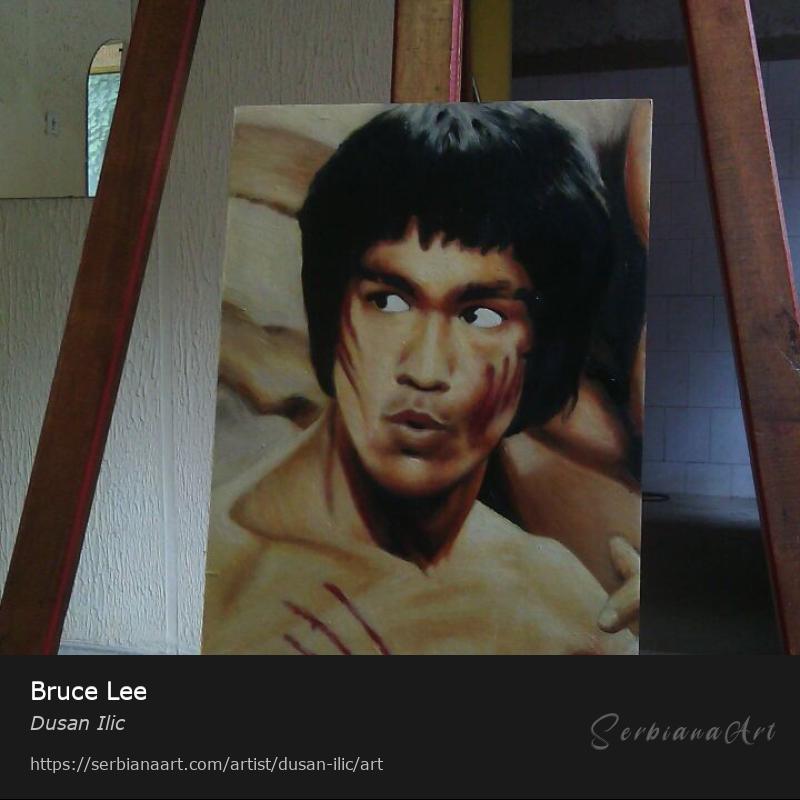 Bruce Lee, Oil/Cardboard, Dusan Ilic