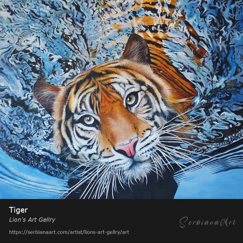 Tiger, Acrylic/Canvas, Lion's Art Gellry