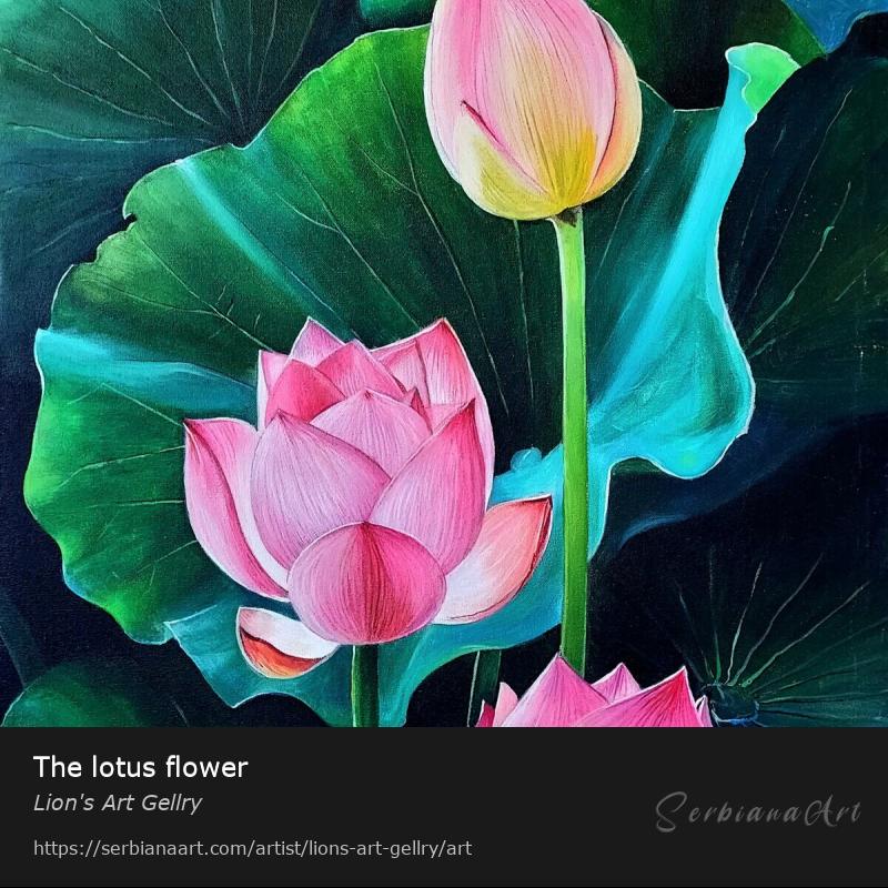 The lotus flower, Acrylic/Canvas, Lion's Art Gellry