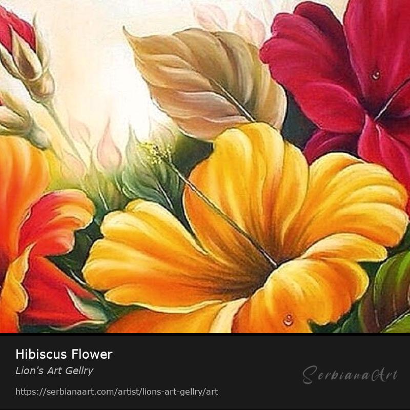 Hibiscus Flower, Acrylic/Canvas, Lion's Art Gellry