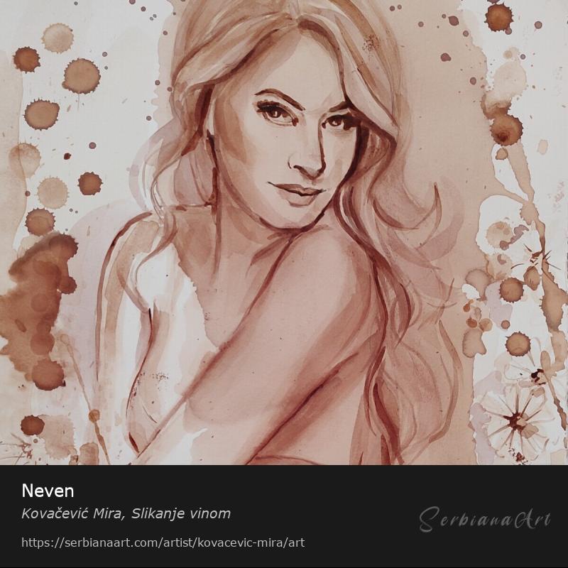 Neven, Watercolor/Paper, Kovačević Mira, Slikanje vinom