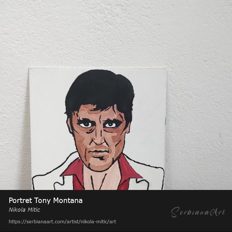 Portret Tony Montana, Tempera/Canvas, Nikola Mitic