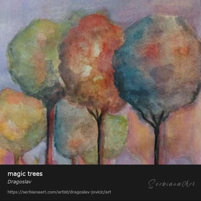 magic trees, Watercolor/Paper, Dragoslav