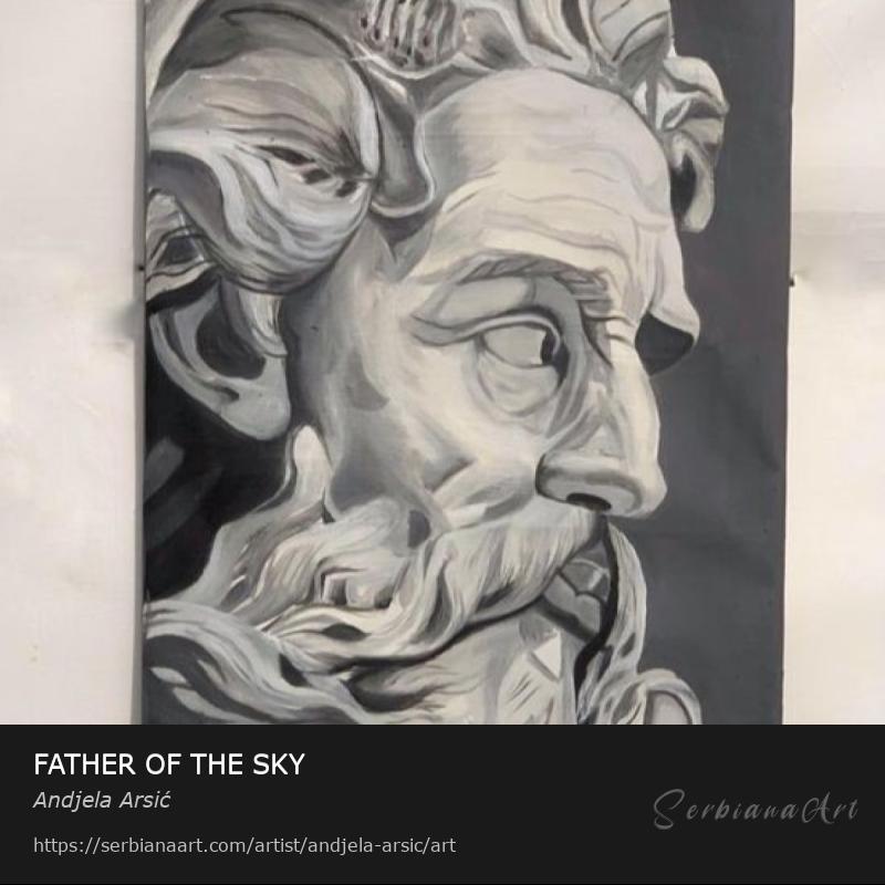 FATHER OF THE SKY, Acrylic/Hardboard, Andjela Arsić