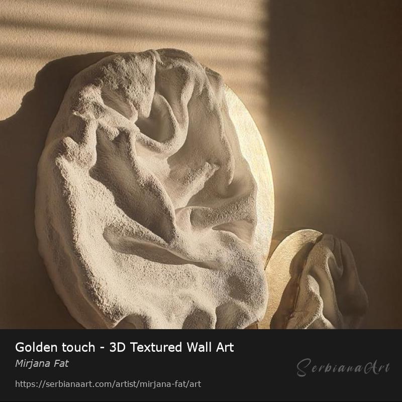Golden touch - 3D Textured Wall Art, Mixed Media/Clay, Mirjana Fat