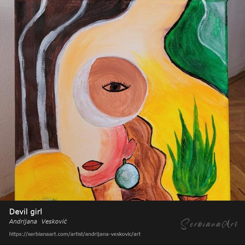 Devil girl, Acrylic/Canvas, Andrijana  Vesković