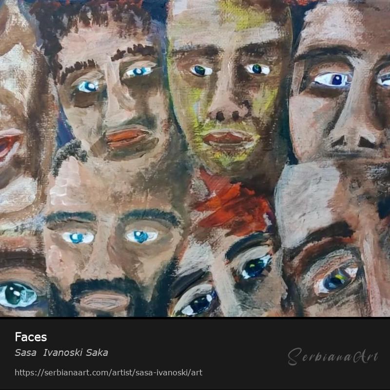 Faces, Acrylic/Canvas, Sasa  Ivanoski Saka