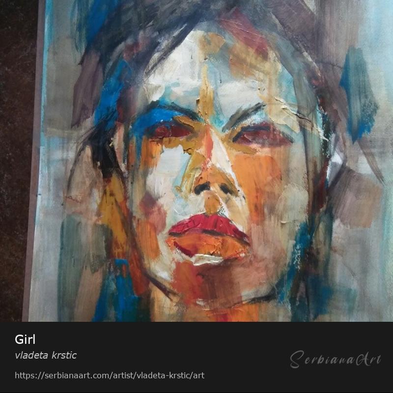 Girl, Acrylic/Paper, vladeta krstic