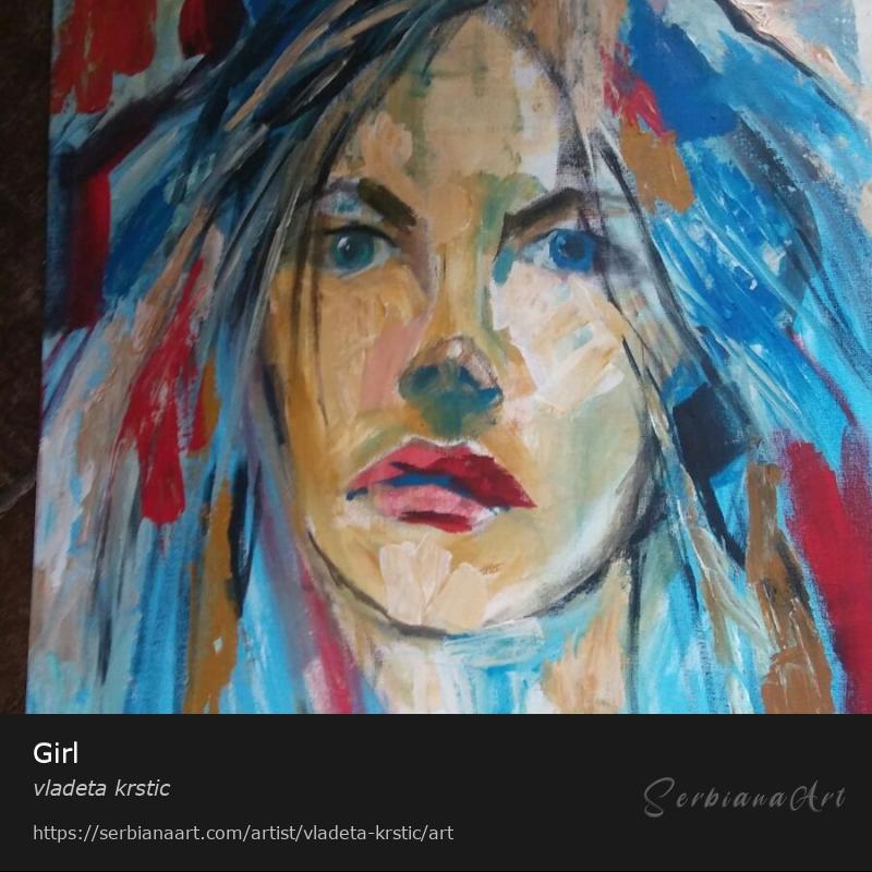 Girl, Acrylic/Cardboard, vladeta krstic