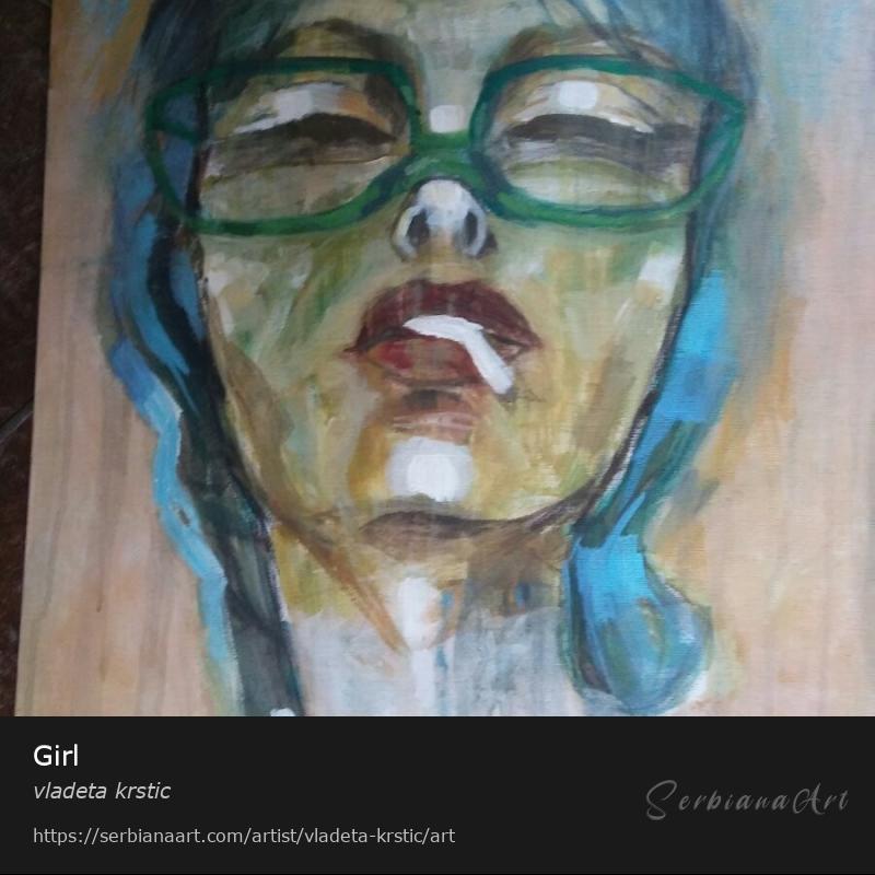 Girl, Acrylic/Cardboard, vladeta krstic