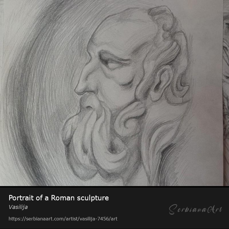 Portrait of a Roman sculpture, Pencil/Paper, Vasilija