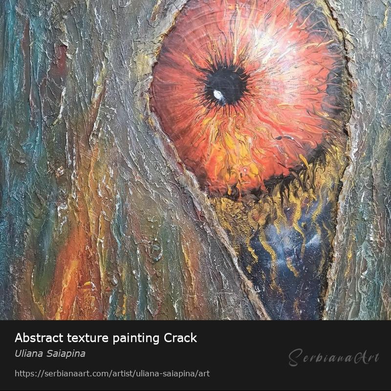 Abstract texture painting Crack, Mixed Media/Canvas, Uliana Saiapina