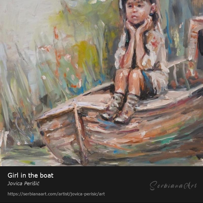 Girl in the boat, Oil/Plywood, Jovica Perišić