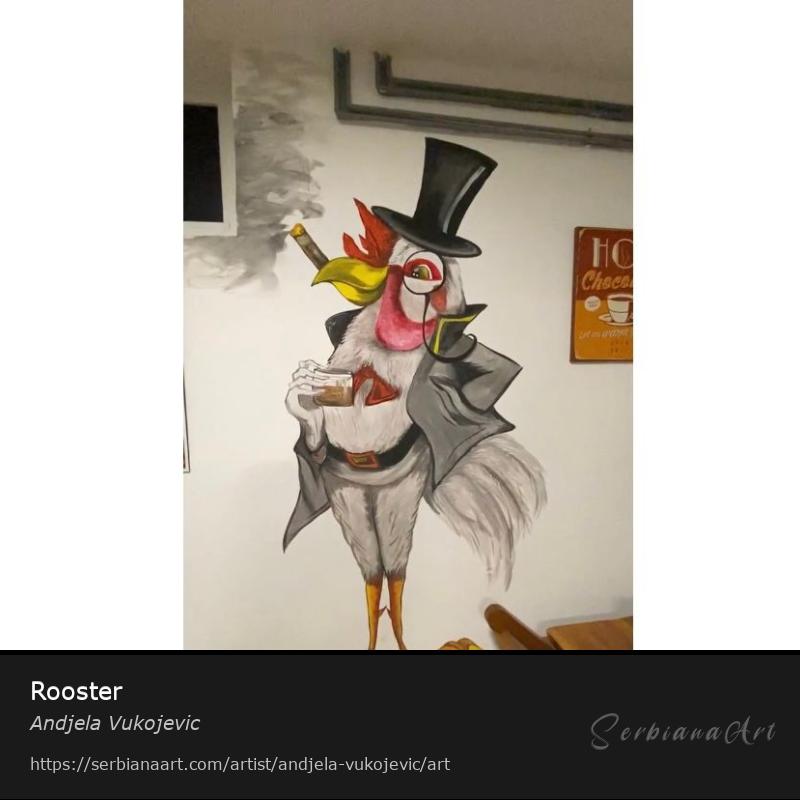 Rooster, Acrylic/Unspecified, Andjela Vukojevic