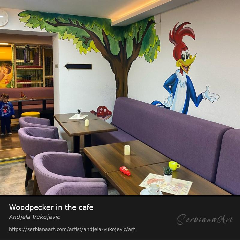 Woodpecker in the cafe, Wall decor/Unspecified, Andjela Vukojevic