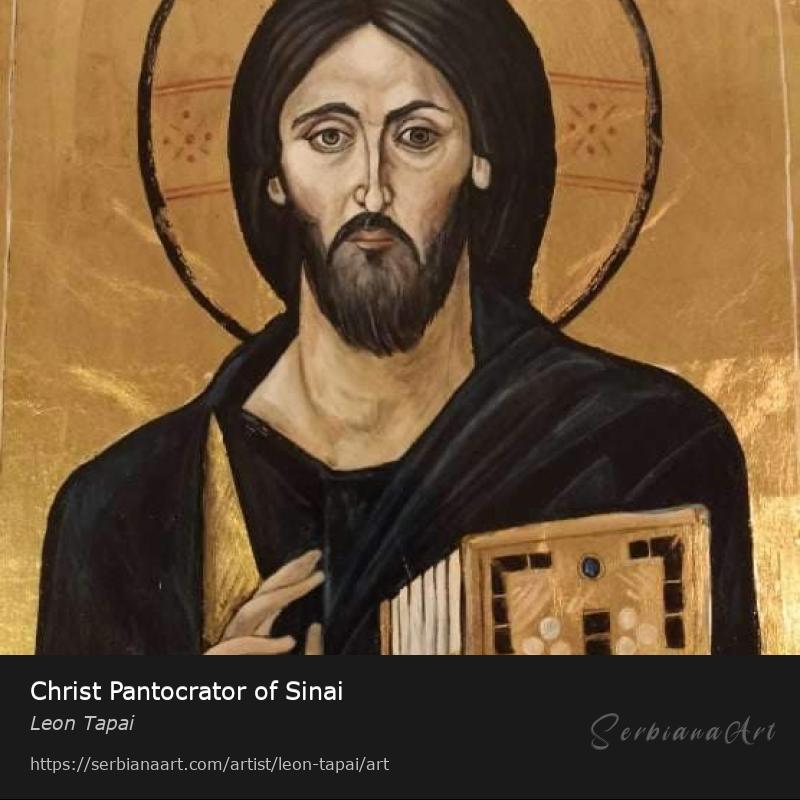 Christ Pantocrator of Sinai, Egg tempera/Wood, Leon Tapai