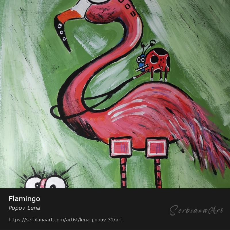 Flamingo, Acrylic/Hardboard, Popov Lena