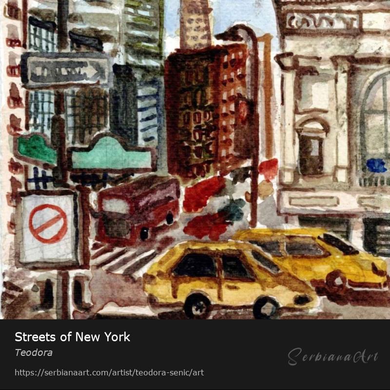 Streets of New York, Watercolor/Paper, Teodora