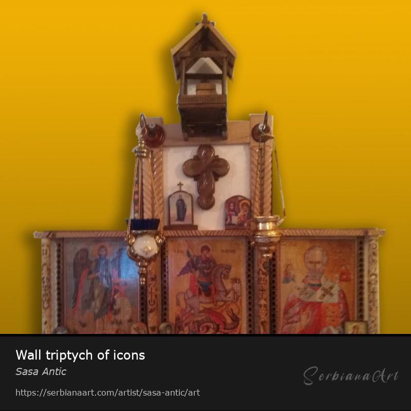 Wall triptych of icons, Carving/Wood, Sasa Antic