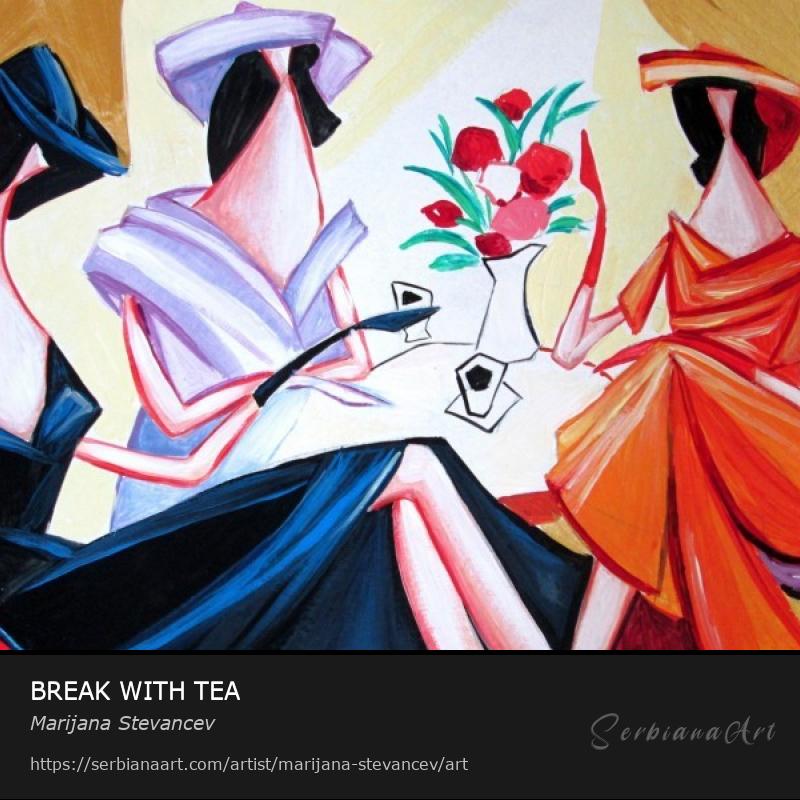 BREAK WITH TEA, Oil/Cardboard, Marijana Stevancev