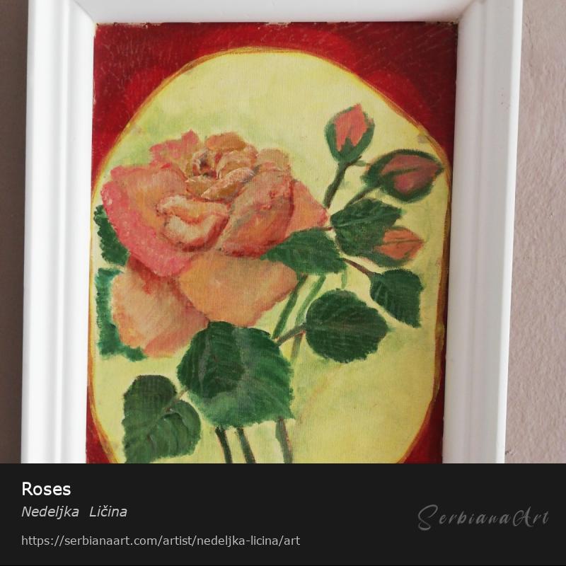 Roses, Acrylic/Canvas, Nedeljka  Ličina 