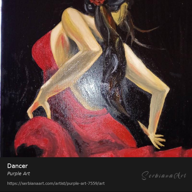 Dancer, Oil/Canvas, Purple Art