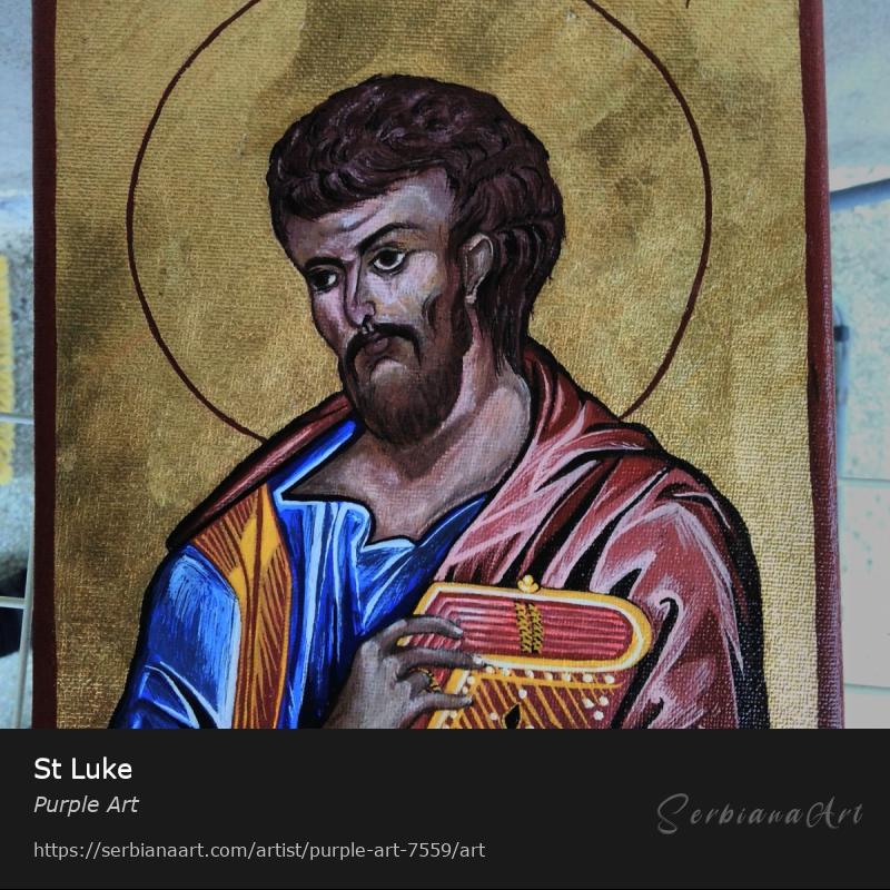 St Luke, Egg tempera/Canvas, Purple Art