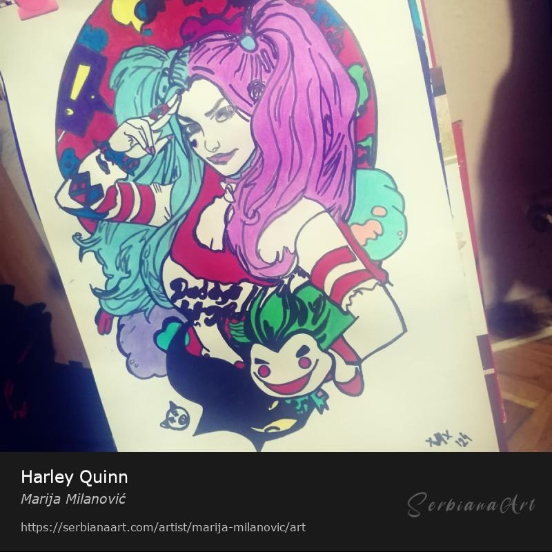 Harley Quinn, Mixed Media/Paper, Marija Milanović