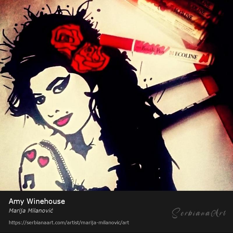 Amy Winehouse, Mixed Media/Paper, Marija Milanović