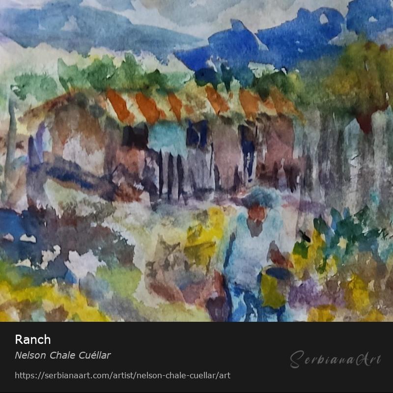 Ranch, Watercolor/Paper, Nelson Chale Cuéllar