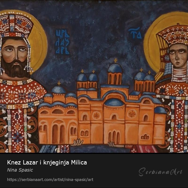 Knez Lazar i knjeginja Milica, Tempera/Canvas, Nina Spasic