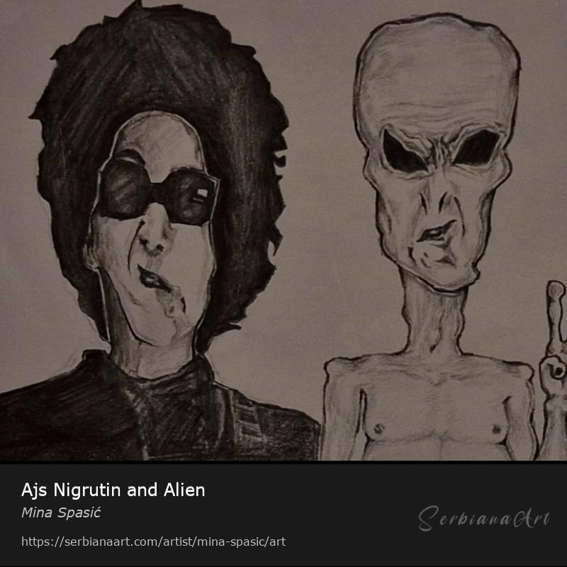Ajs Nigrutin and Alien, Pencil/Paper, Mina Spasić