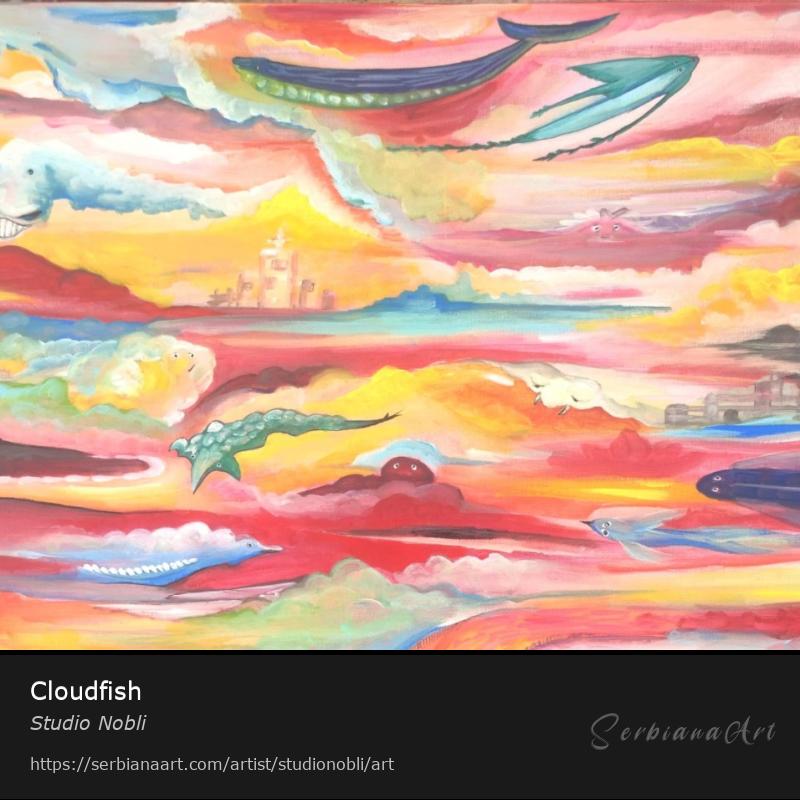 Cloudfish, Mixed Media/Canvas, Studio Nobli