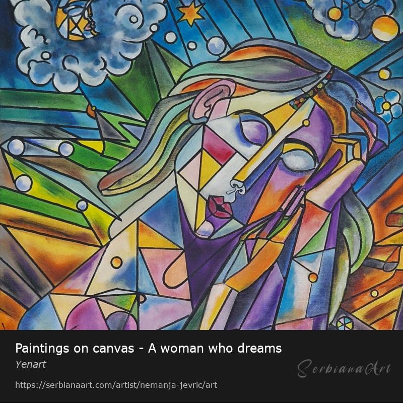 Paintings on canvas - A woman who dreams, Acrylic/Canvas, Yenart