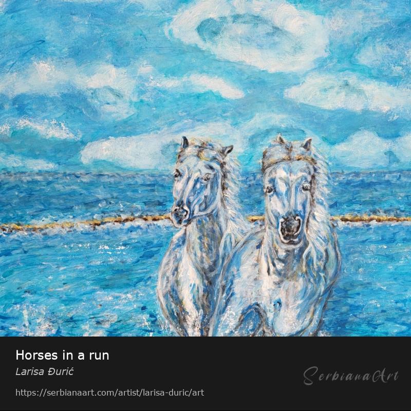 Horses in a run, Acrylic/Canvas, Larisa Đurić