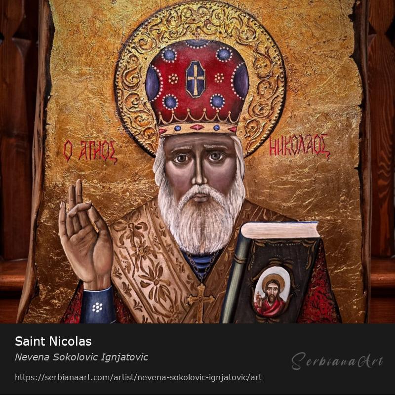 Saint Nicolas, Oil/Wood, Nevena Sokolovic Ignjatovic