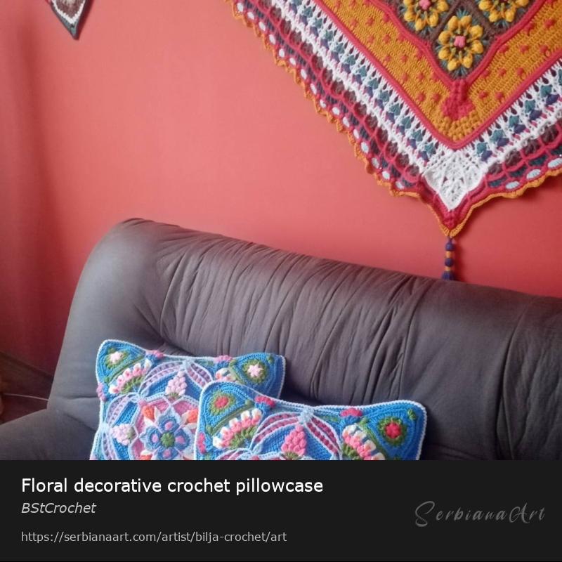 Floral decorative crochet pillowcase, Creative Handicraft/Mixed, BStCrochet