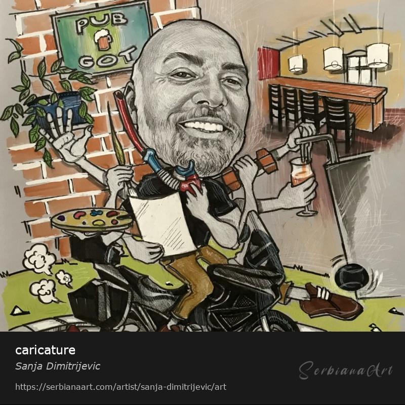 caricature, Mixed Media/Paper, Sanja Dimitrijevic