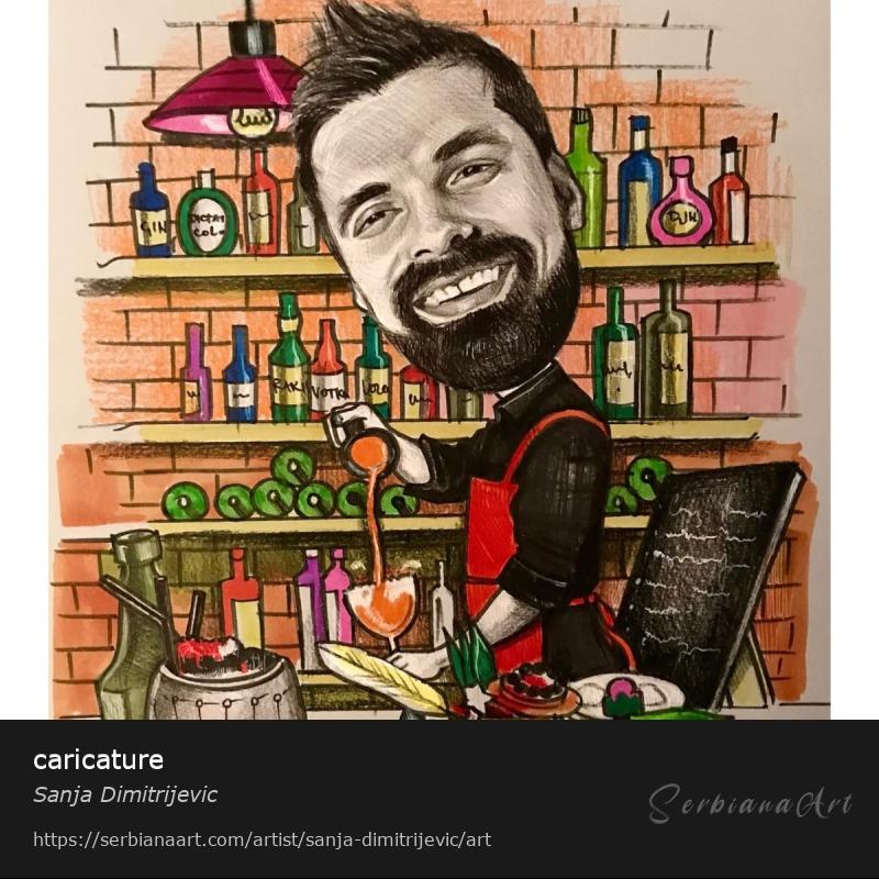caricature, Mixed Media/Paper, Sanja Dimitrijevic